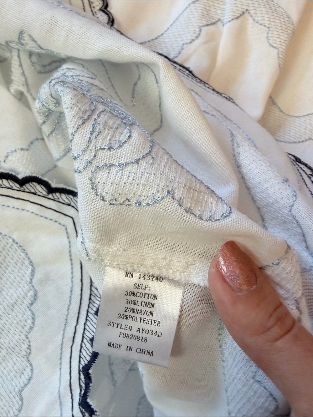 Tuckernuck Hyacynth House White Linen Embroidered Weston Midi Dress Size L - Picture 6 of 6